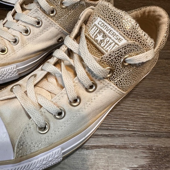 Converse Chuck Taylor All Star Madisson Gold Metallic Glitter Top Sneakers  8 - Picture 6 of 11